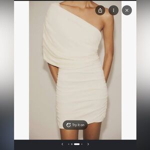 Zara Cream One-Shoulder Dress